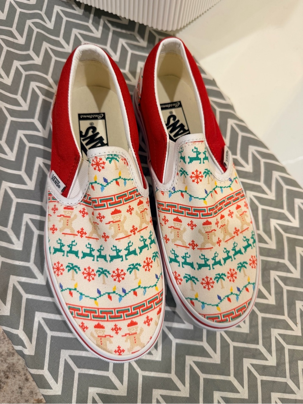 Vans Red & Multi Holiday Slip-On Shoes
